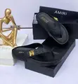 Amiri Green Leather Slippers - 1