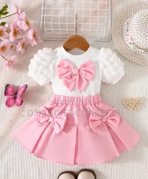 Liu Jo Girls' Pink Bubble Sleeve Top & Ruffled Skirt Set - Brand New