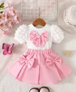 Liu Jo Girls' Pink Bubble Sleeve Top & Ruffled Skirt Set - Brand New - 1