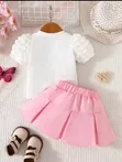 Liu Jo Girls' Pink Bubble Sleeve Top & Ruffled Skirt Set - Brand New - 3