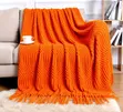 Boho Knitted Throw Blanket with Tassels (150x190cm) - 4