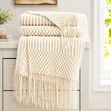 Boho Knitted Throw Blanket with Tassels (150x190cm) - 5