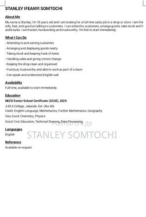 Sales Telemarketing CV - Stanley