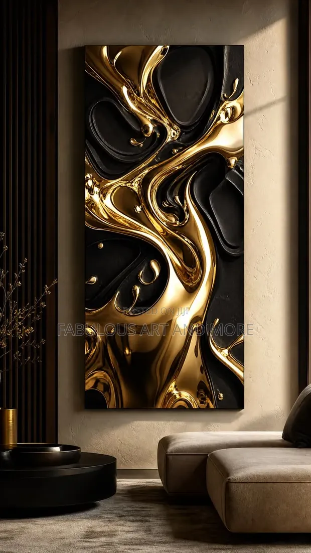 Black Gold Abstract Wall Artwork - 1