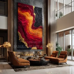 Red, Gold & Black Abstract Wall Art