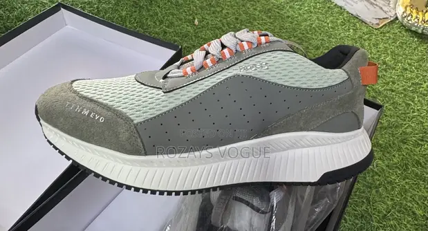 Boss Luxury Sneakers - Ash Mix White & Orange - 1