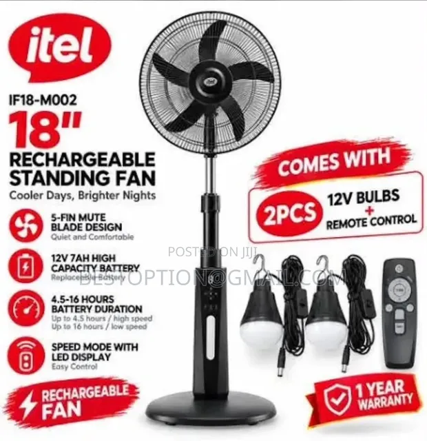 Itel 18" Mai Sake Yin Caji Mai Tsayawa tare da Fitilu 2 - 1