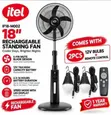 Itel 18" Rechargeable Standing Fan with 2 Bulbs - 1