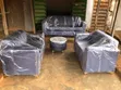Sofa Mai Girma Launi Shuɗi-Grey Tare da Teburin Tsakiya na Marble - 3