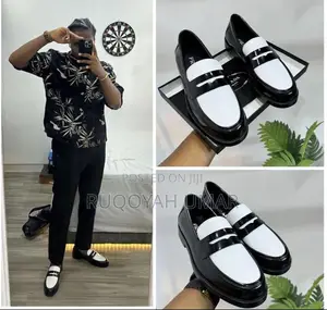 Men's Black and White Loafers - Size 43
