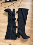 Black Faux-Suede Over-the-Knee Boots masu Bows - 1