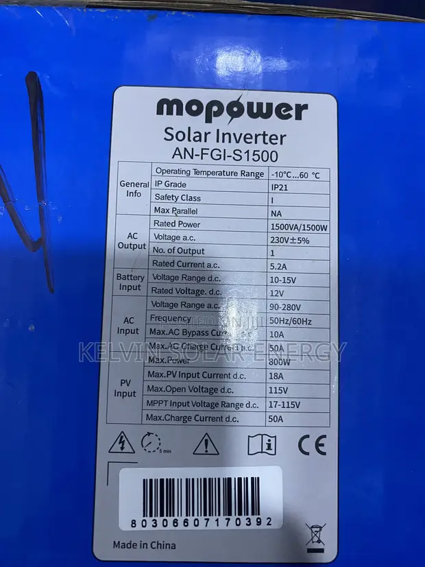 Mopower 1.5 Kva Solar Inverter 12v - 1