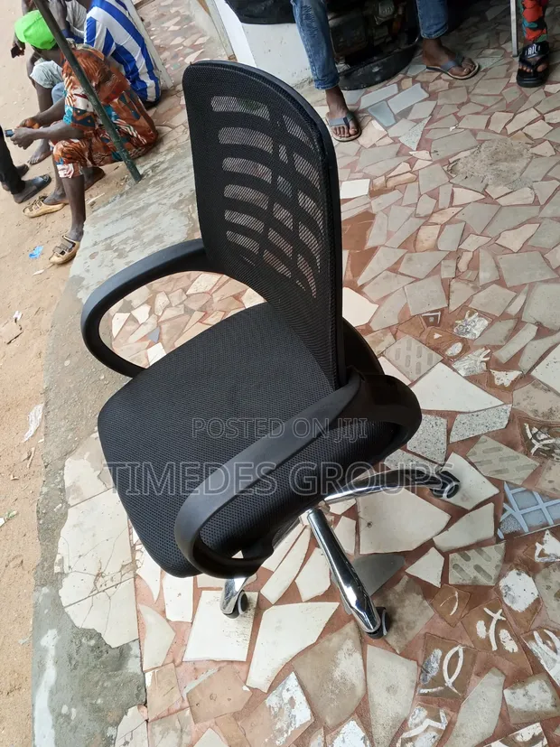 Brand New Swivel Office Chair - Black Leather - 1