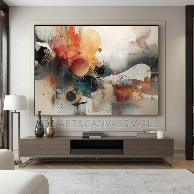 Abstract Wall Canvas da Firam ɗin Katako - 1