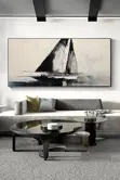 Abstract Wall Canvas da Firam ɗin Katako - 4
