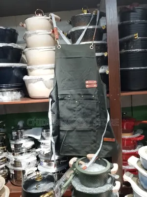Navy Green Cotton Apron with Adjustable Straps