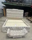 Home Interiors 6x6 Tufted Bed Frame with Drawer & Footrest - 1
