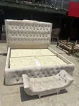 Home Interiors 6x6 Tufted Bed Frame with Drawer & Footrest - 2