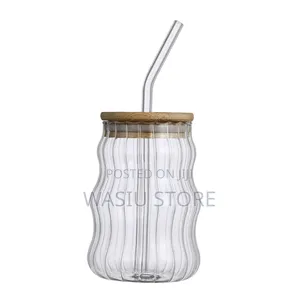 500ml Smoothie Glass Cup with Bamboo Lid & Straw