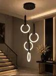 Modern LED Staircase Chandelier Ring Pendant Light - 1