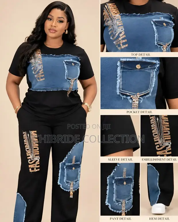 Women's 2-Piece Black Denim Set - 1
