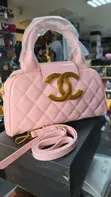 Stylish Pink Quilted Handbag - 1