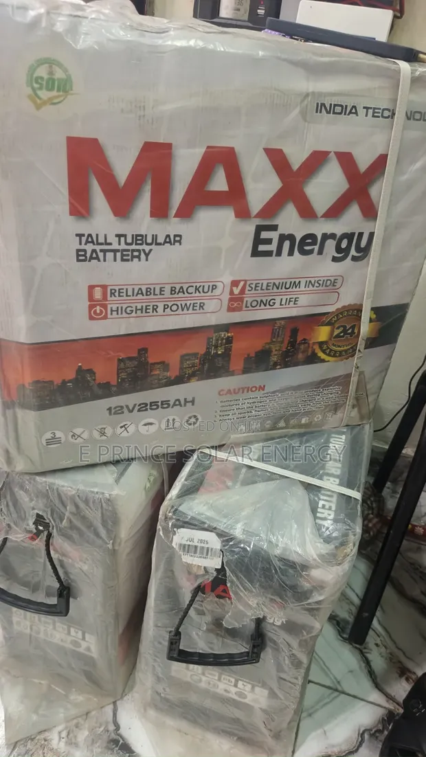 Maxx Energy 12V 255Ah Tall Long Tubular Battery - 1