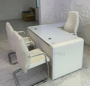 Boss Office Products Executive Table Set with Glass & Leather