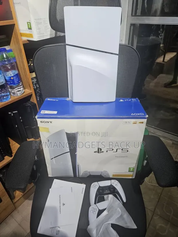Open Box PS5 Slim 1TB Stand Version (Europe) with 2 Controllers - 1