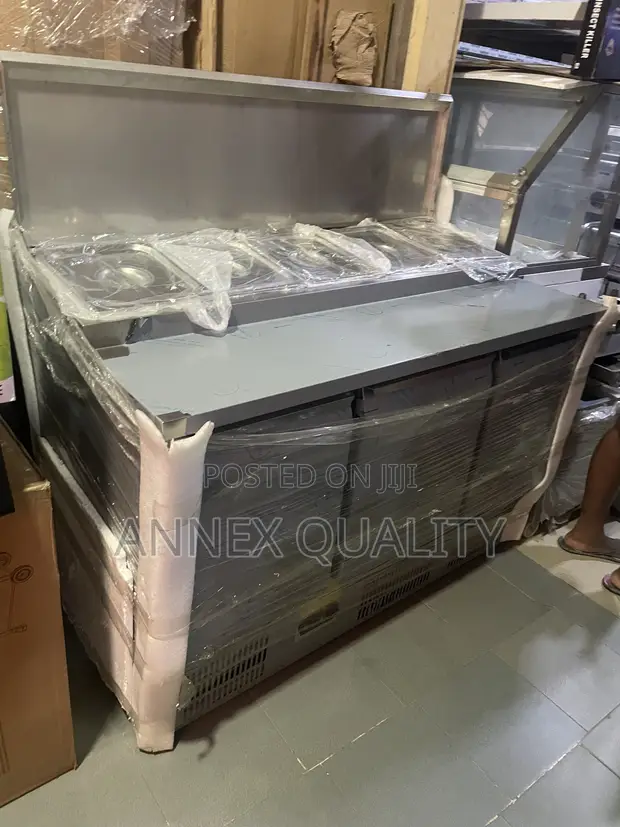 Brand New 350L Standing Salad Bar with 3 Solid Doors - 1