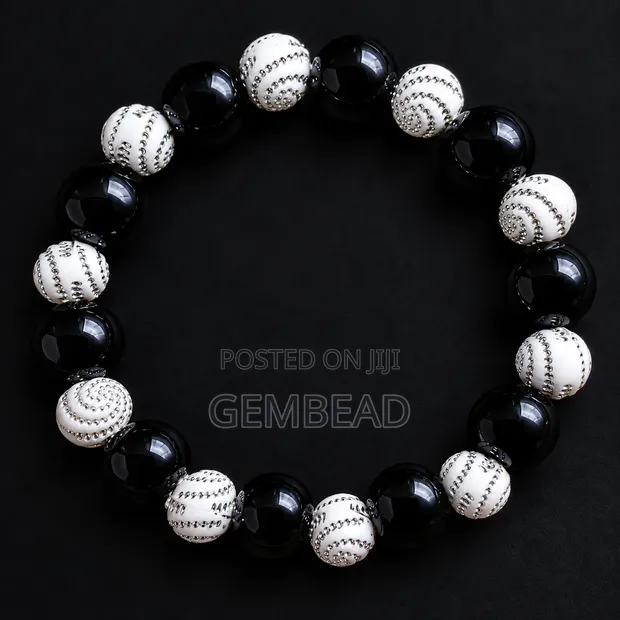 Bold Black and White Statement Bracelet - 1