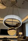 Modern Pendant Chandelier with Crystal Accents - 1