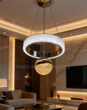 Modern Pendant Chandelier with Crystal Accents