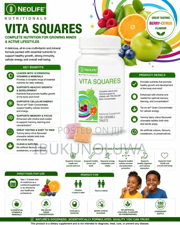Vita Squares Chewable Multivitamins - 180 Tablets - 1