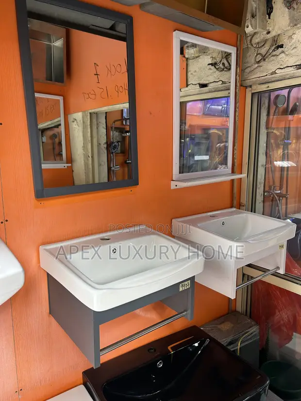 Wall Hung Wash Hand Basin with Mirror - 1