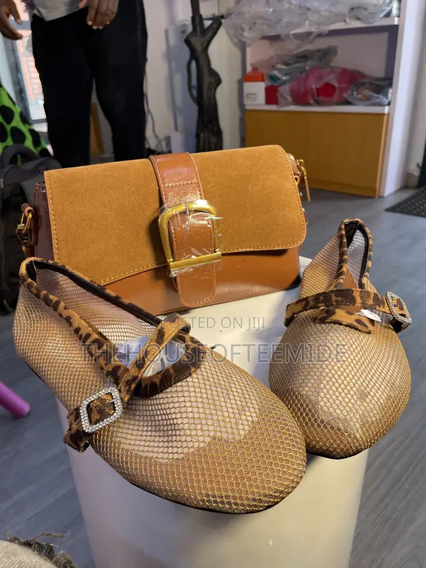 Zara Brown Leather Handbag and Shoe Combo - 1