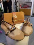 Zara Brown Leather Handbag and Shoe Combo - 1