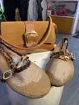Zara Brown Leather Handbag and Shoe Combo - 4