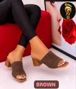 High Quality Low Block Heel Slippers - 4