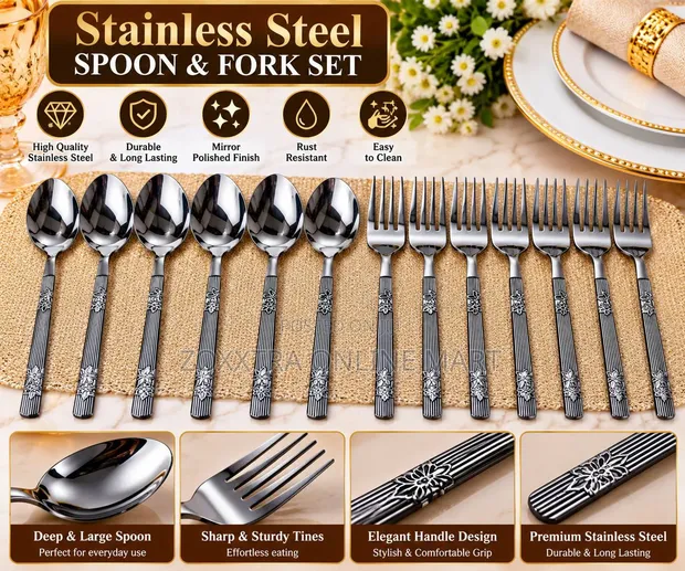 Stainless Steel Dining Spoons & Forks Set - 1