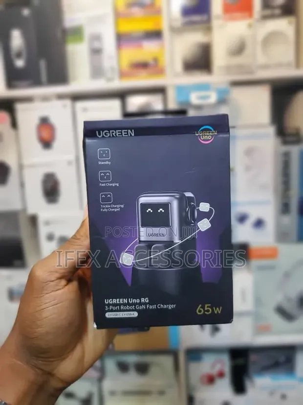 UGREEN UNO RG 3-Port Robot GaN Fast Charger 65W Baki - 1