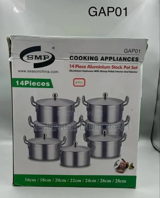 7pcs SMP Aluminum Pot Set (Sizes 16-28) - 1