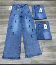 YSL Inspired Wide Leg Jeans da Rhinestone - High Waist Palazzo - 1