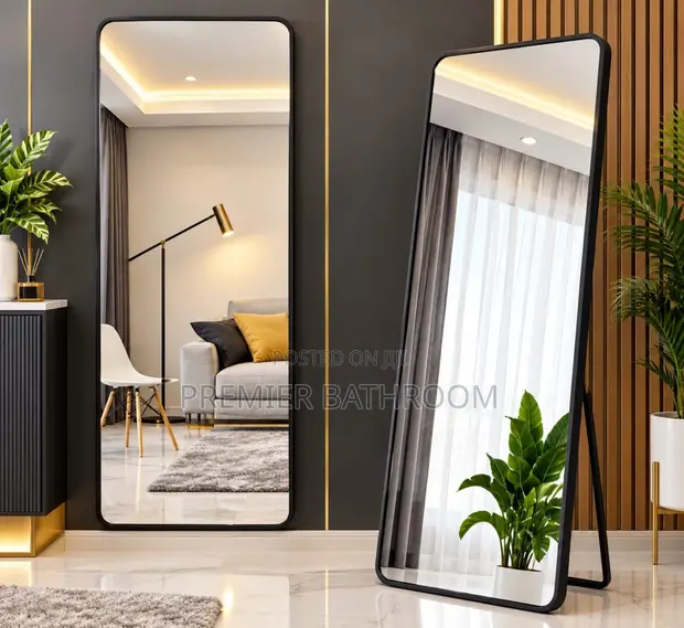 Brand New Black Long Standing Dressing Mirror - 1