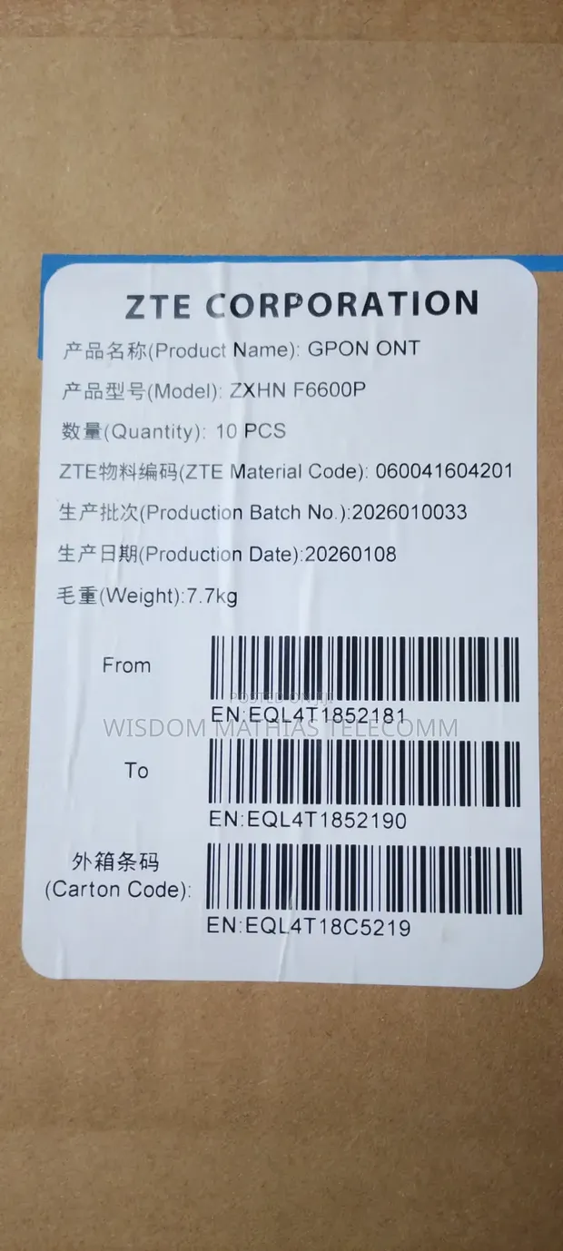ZTE ZXHN F6600P WiFi 6 AX3000 GPON ONT Fiber Router - 1