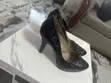 Black Textured Pointed-Toe Court Heels - Size 36.5 - 1