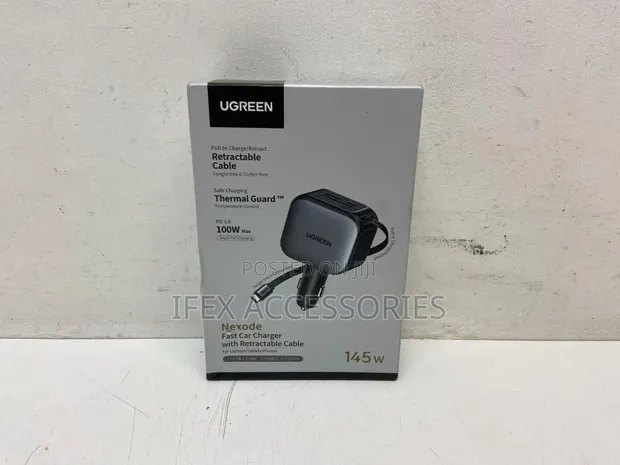 Ugreen Nexode 145W Car Fast Charger with Retractable Cable - 1