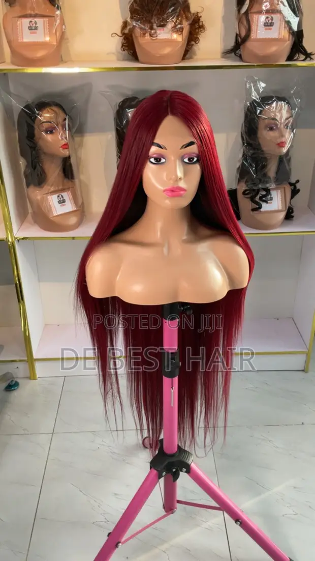 Human Hair Blend 40" with 5x5 Closure - Burgundy - 1