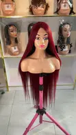 Human Hair Blend 40" with 5x5 Closure - Burgundy - 1