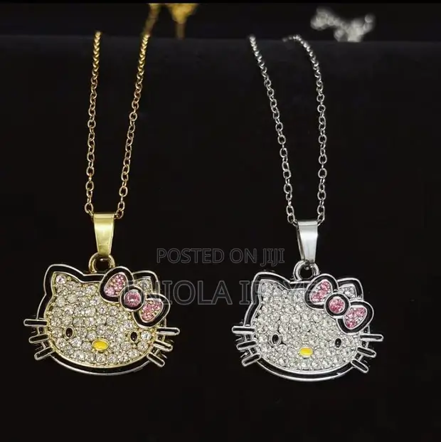 Hello Kitty Necklace - Pink & White Zircon - 1